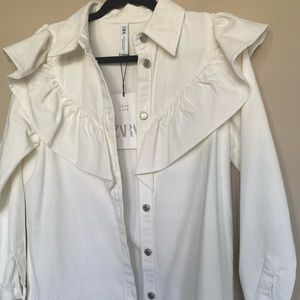 White denim shirt dress